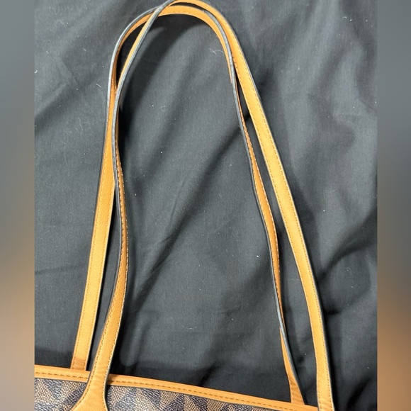 Elim & Paul Tan with Cream Square Patterned Tote Purse - Like New - Picture 15 of 16